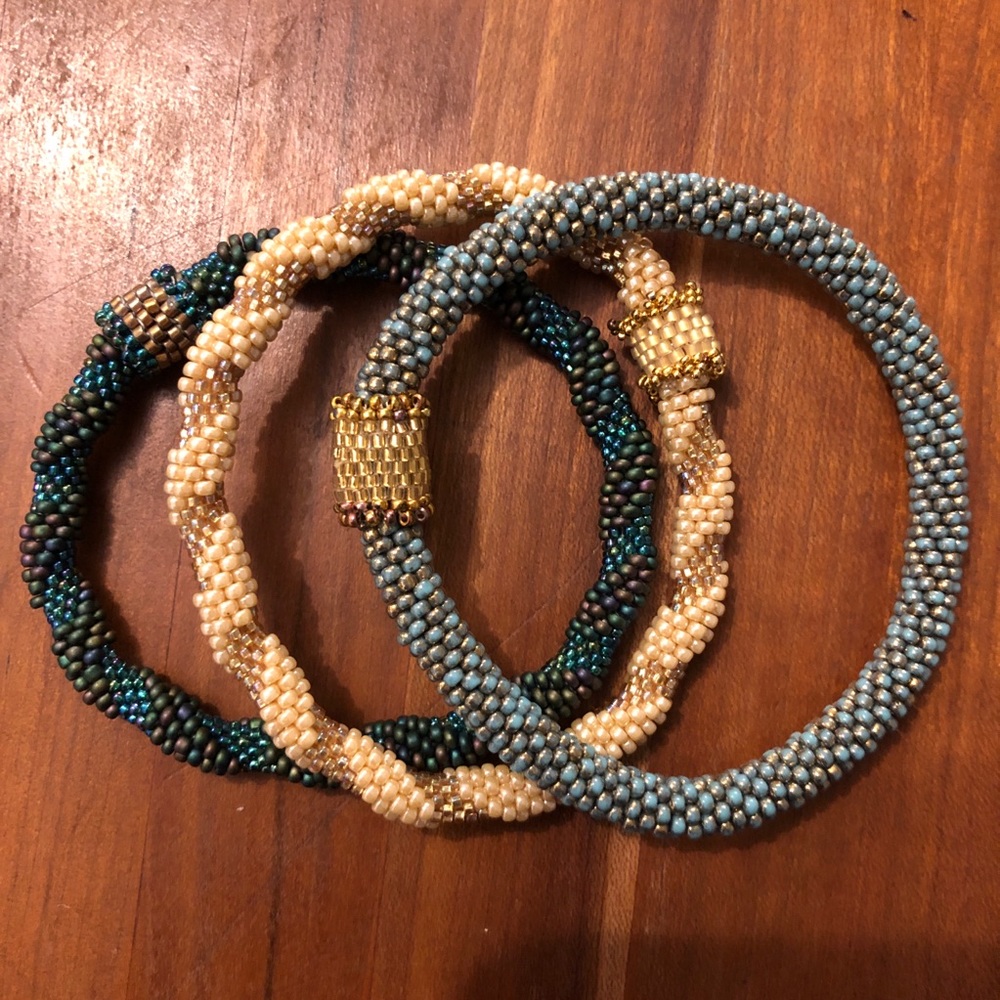 Set of three hand-beaded bracelets! Gorgeous!